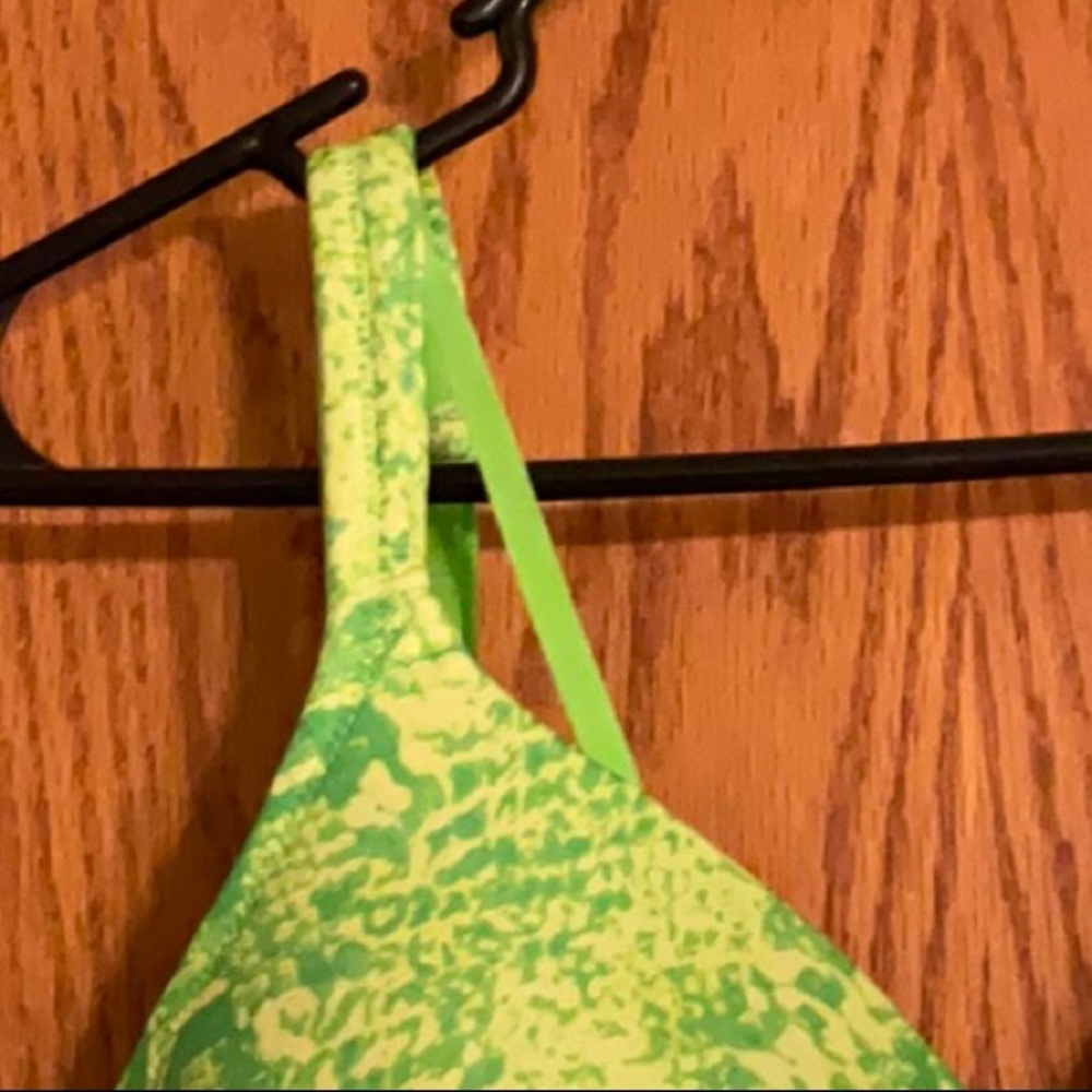 Cacique Green and Yellow Abstract Print Boost Plunge Bra with Adjustable Straps - Picture 3 of 6